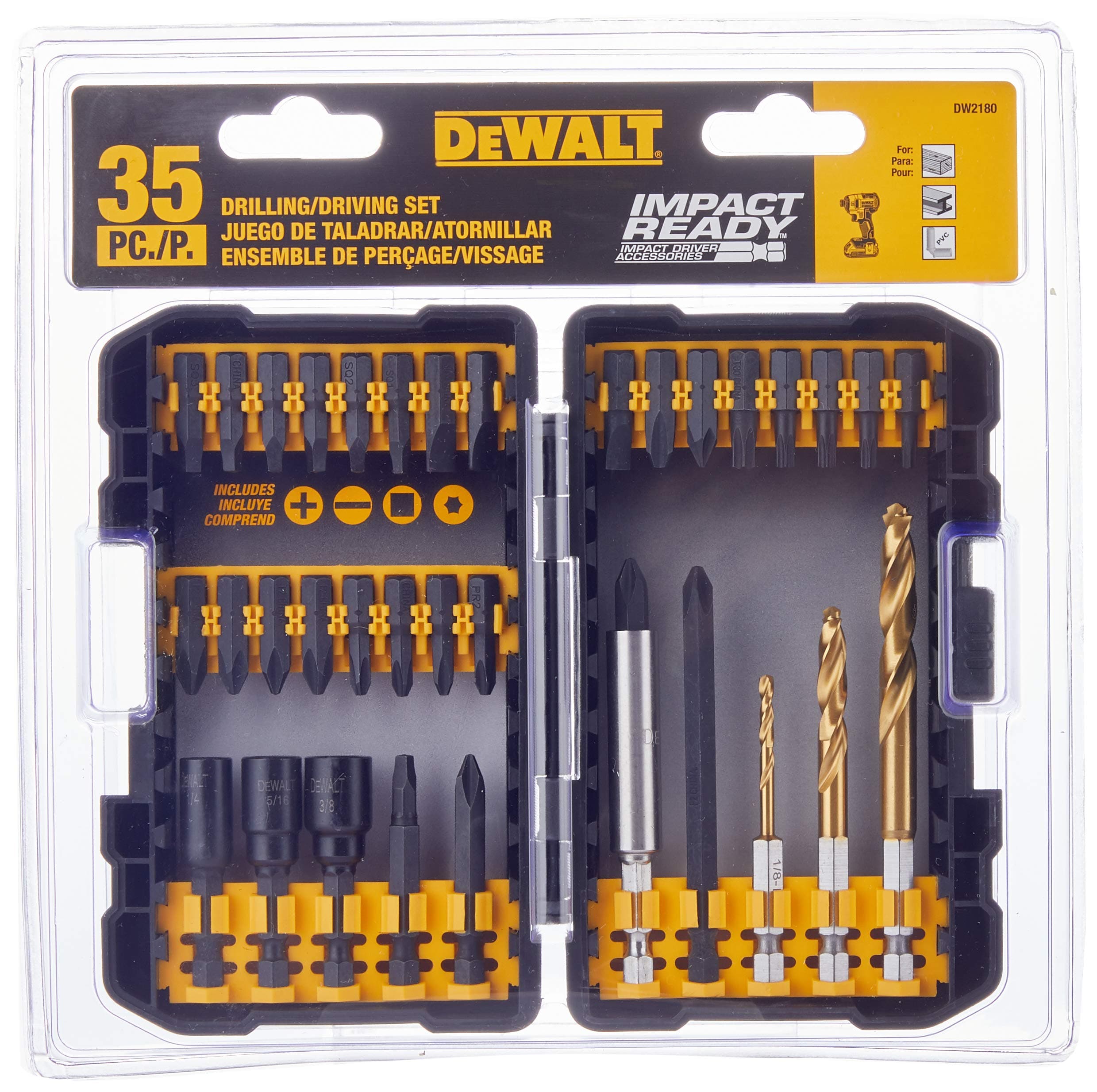 DEWALT Impact Driver Bit Set, Drilling/Driving, 35-Piece (DW2180)