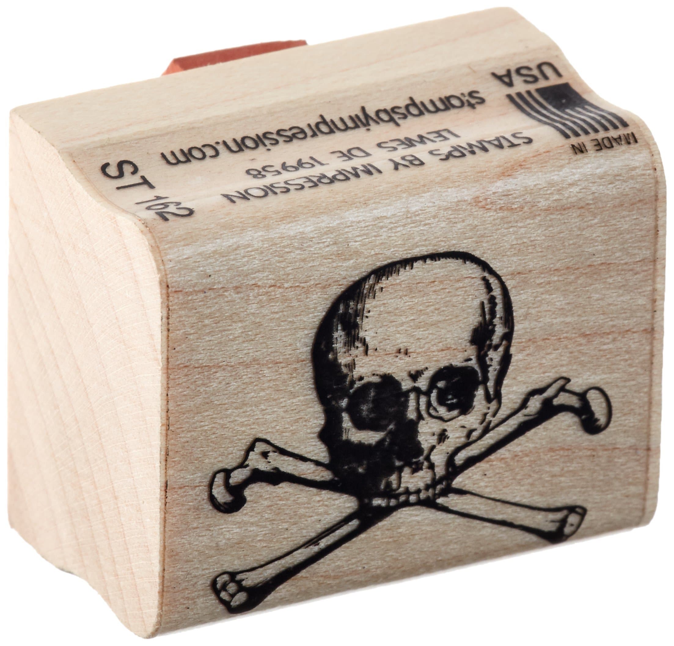 Skull and Crossbones Rubber Stamp - .75" x 1"