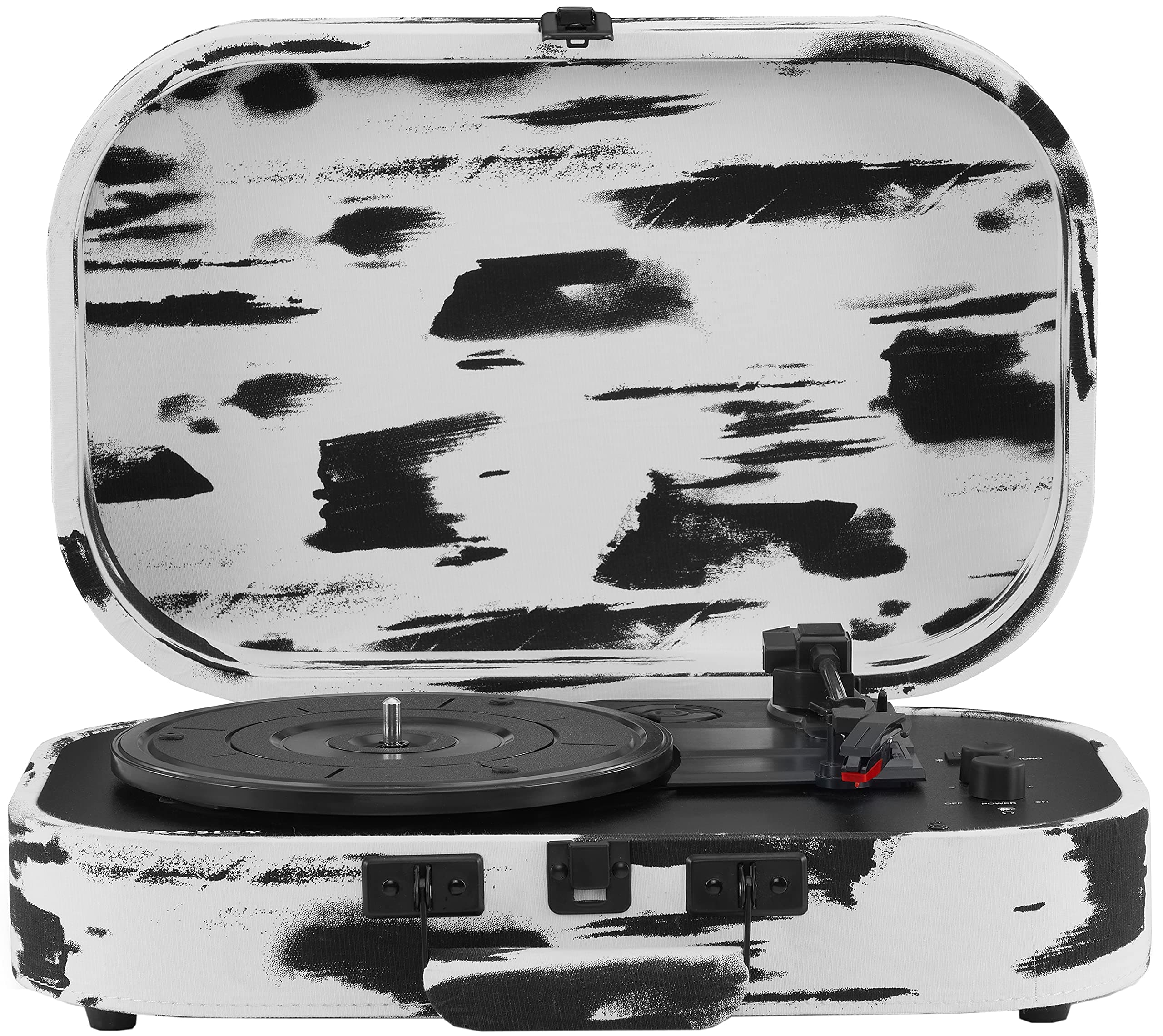Crosley CR8009B-BW Discovery Vintage Bluetooth in/Out 3-Speed Belt-Driven Suitcase Turntable, Black & White