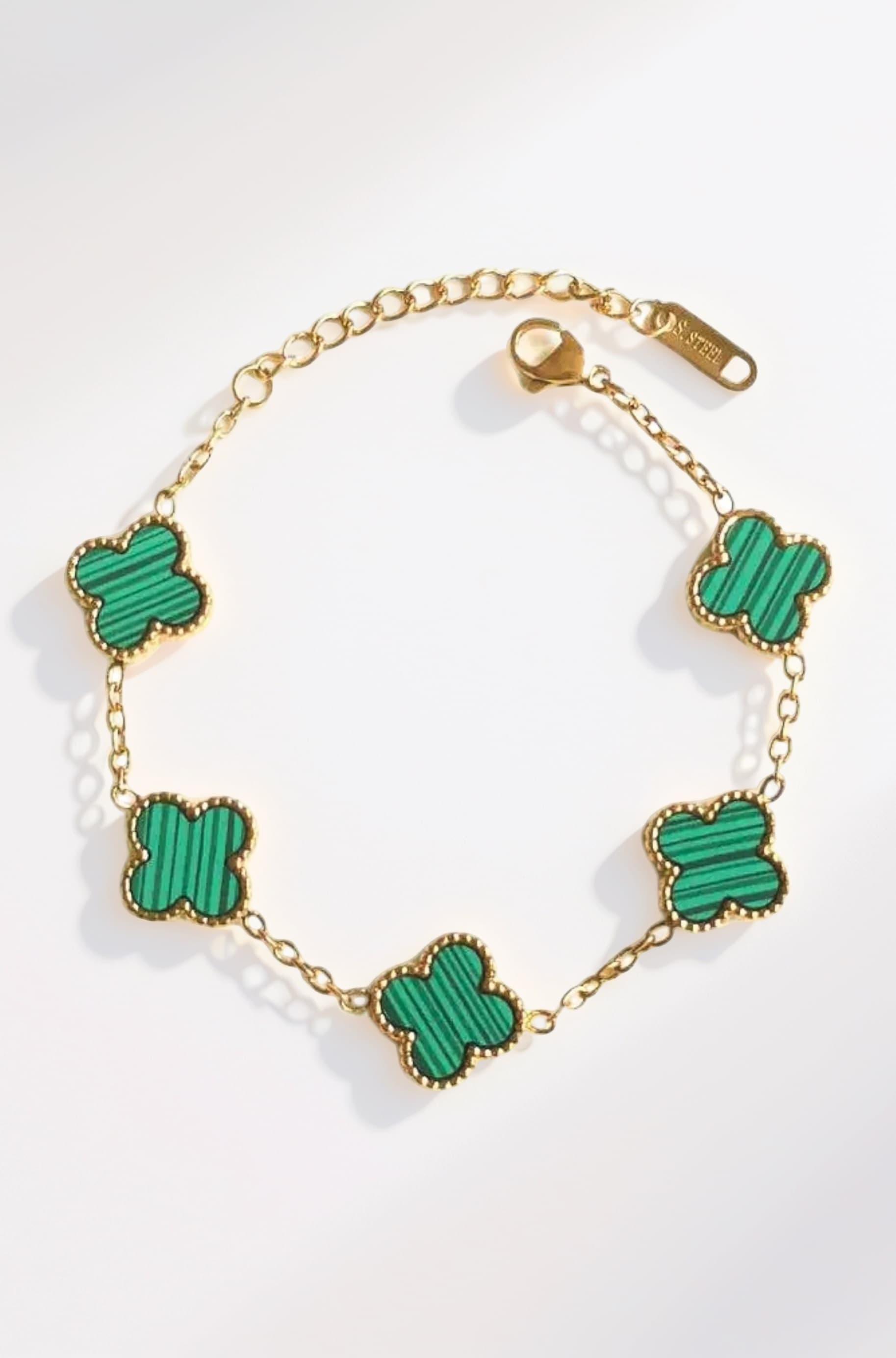 - Clover Anti Tarnish Bracelet for Women Stylish | Stainless Steel Bracelet for Woman | Fashion Jewellery for Women Aesthetic Accessories for Girls Chain Bracelet Gold