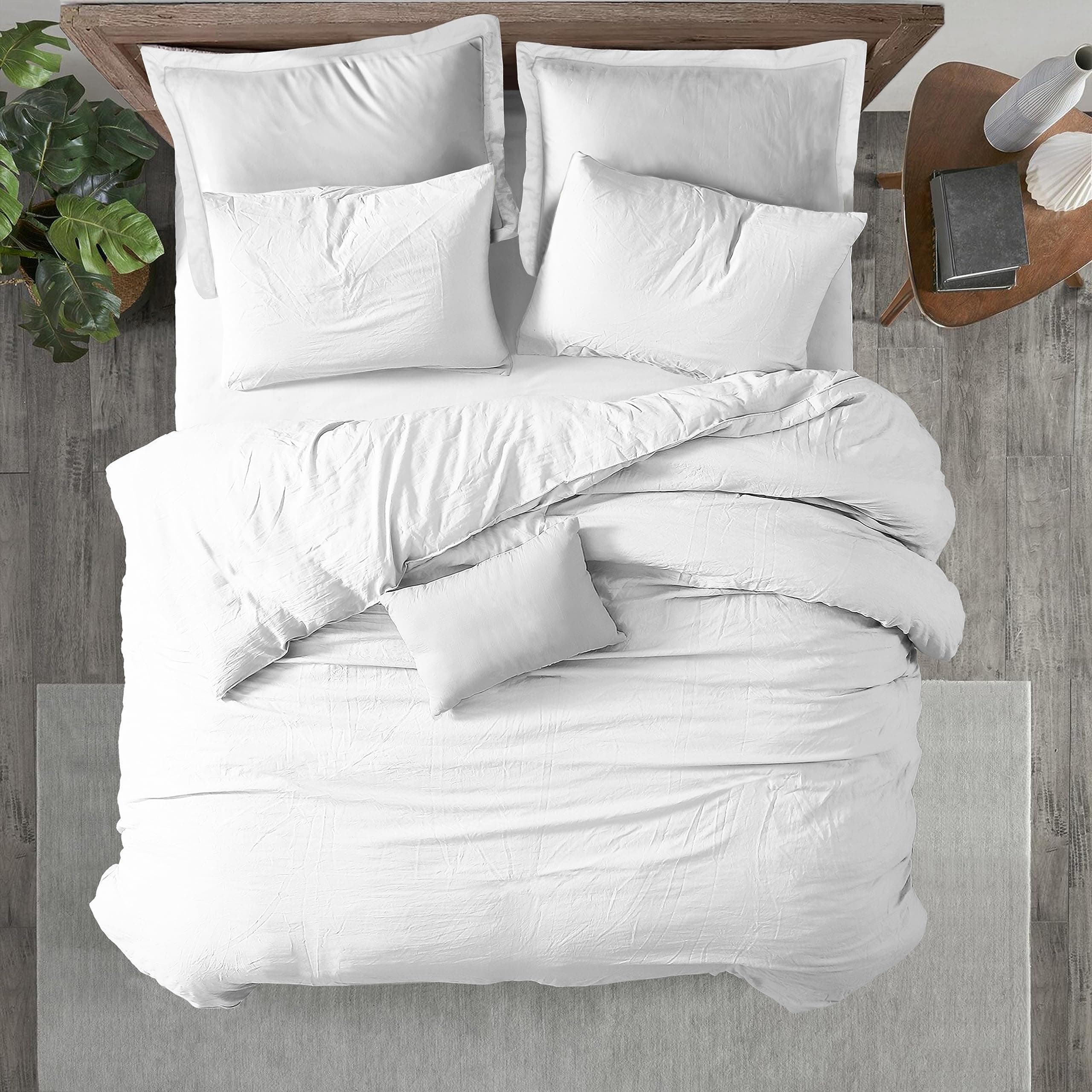 Kotton CultureWhite Duvet Cover Queen 5 Piece 100% Egyptian Cotton Breathable All Season 600 Thread Count with Zipper Closure & Corner Ties Soft Comforter Cover (Queen/Full, White)