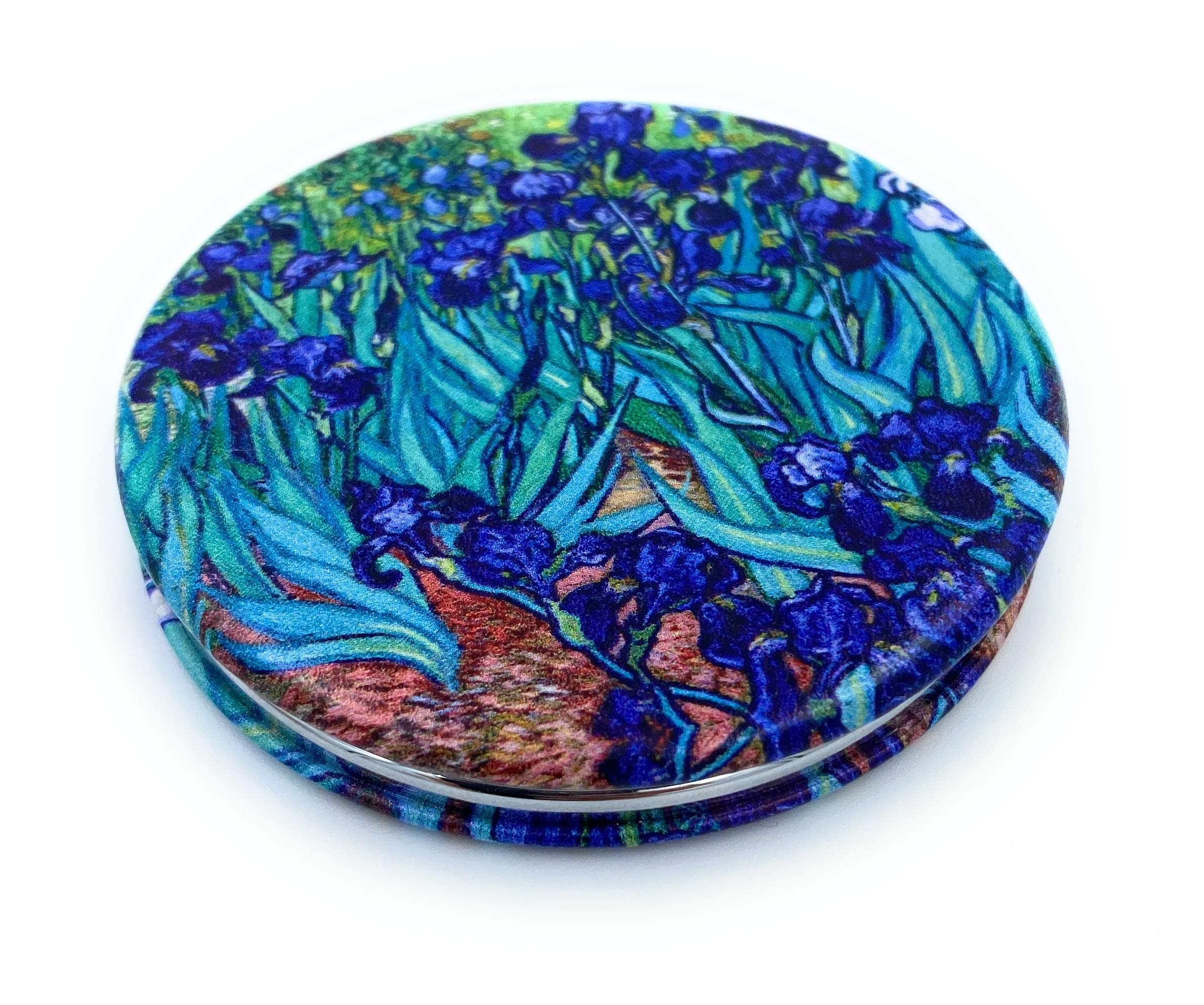 Pocket Mirror for Women Small Travel Mirror Magnifying Van Gogh Irises Flower Purse Mirror Compact Unique Gift for Artistic Mom