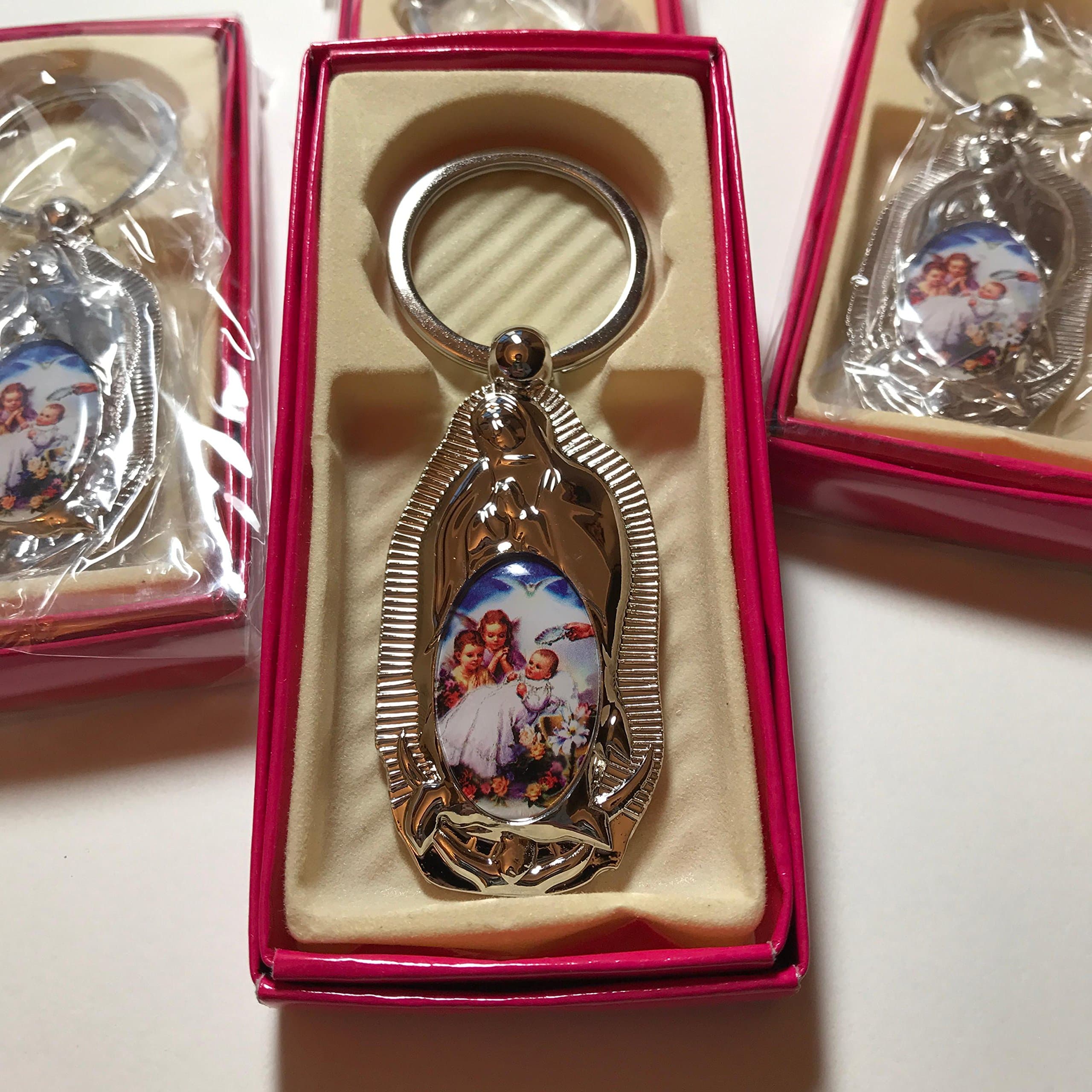 YRP Gifts Baptism Favors Key Chain First Communion Party Favor Blue Angel..RECUERDOS DE BAUTIZO Primera COMUNION