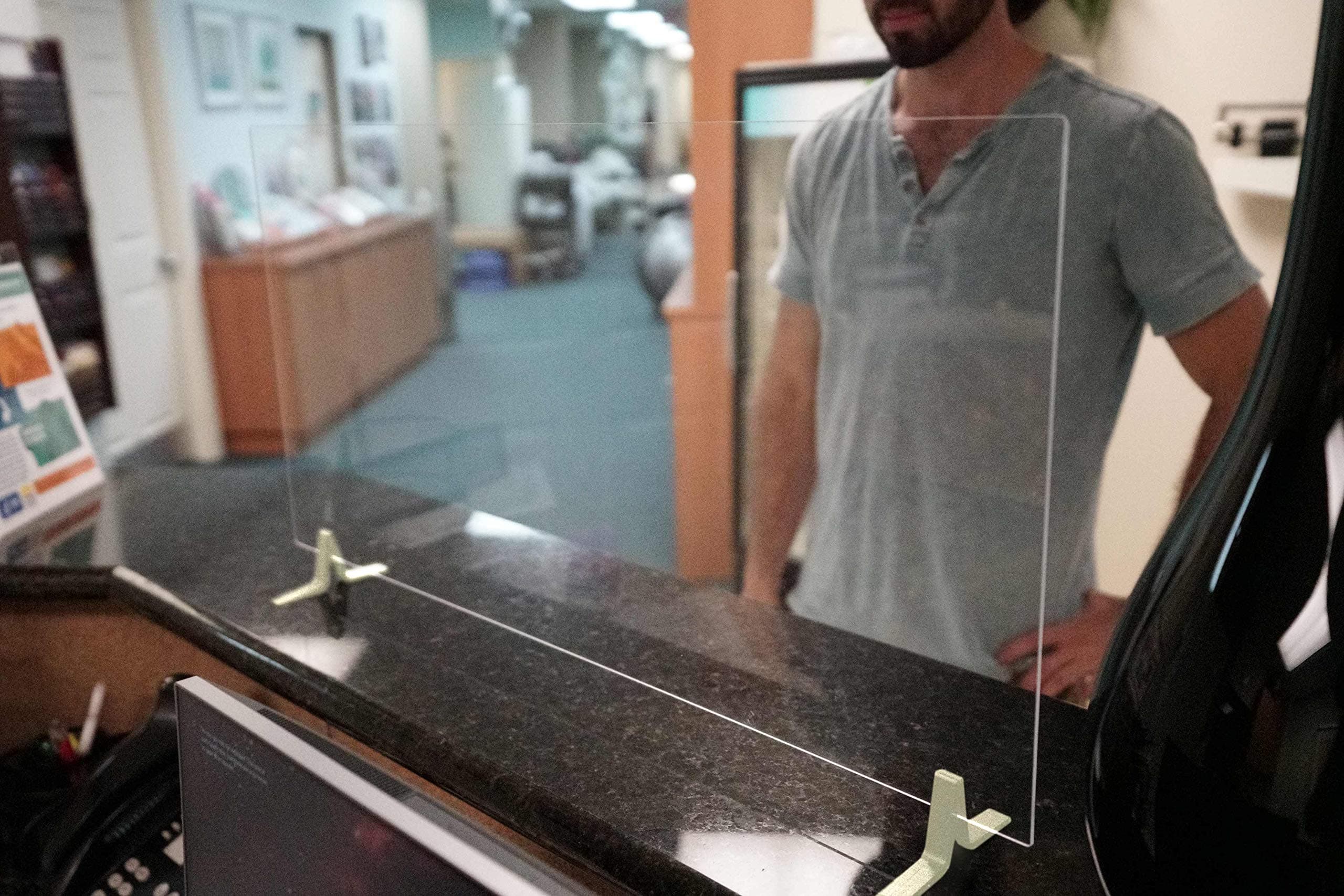 STAUBERBest Sneeze Guard - Clear Acrylic Plexiglass Shield, Barrier Protects Employees Against Coughing and Sneezing Customers! (18" H x 18" W)