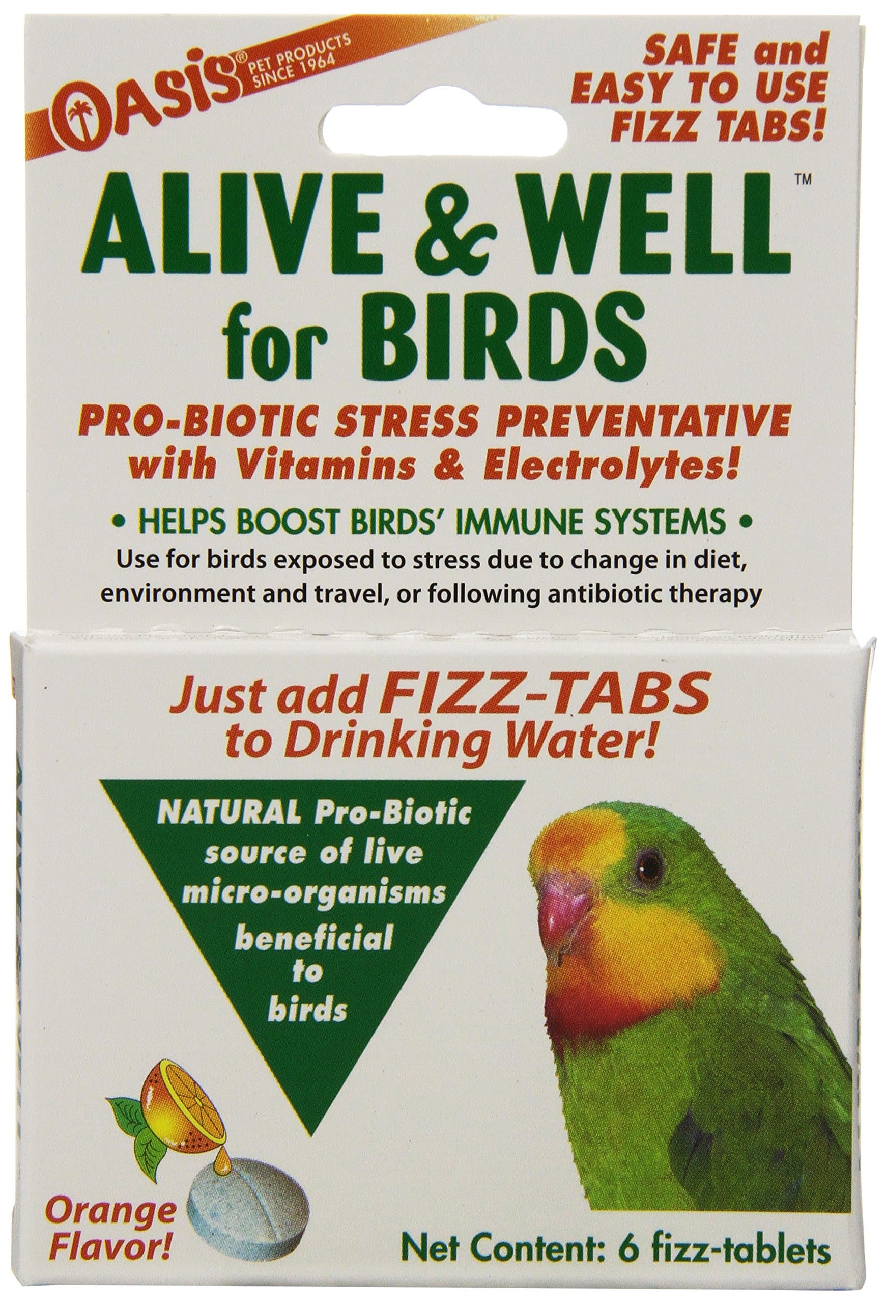 OASIS #80070 Alive and Well, Stress Preventative & Pro-Biotic Tablets for Birds