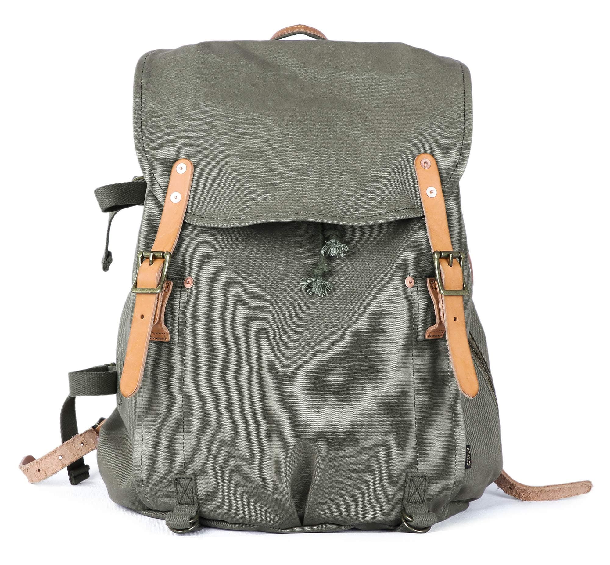 Canvas Backpack - Vintage Military Rucksack Travel Dayack, Green