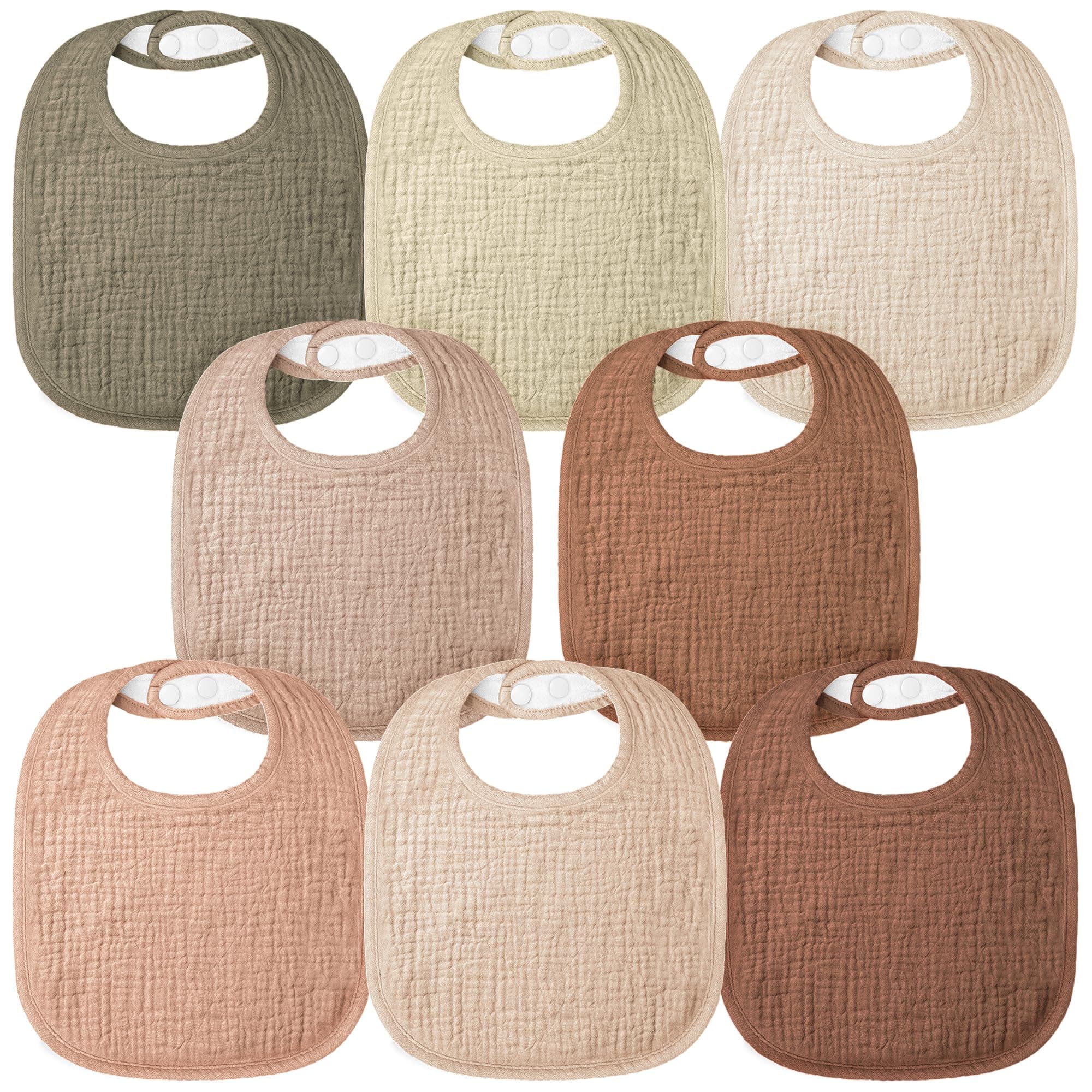 Bearmoss Baby Bibs for Drooling and teething 100% Cotton Muslin Bibs for Baby Boy & Girl,Adjustable, Ultra Absorbent,8 Pack