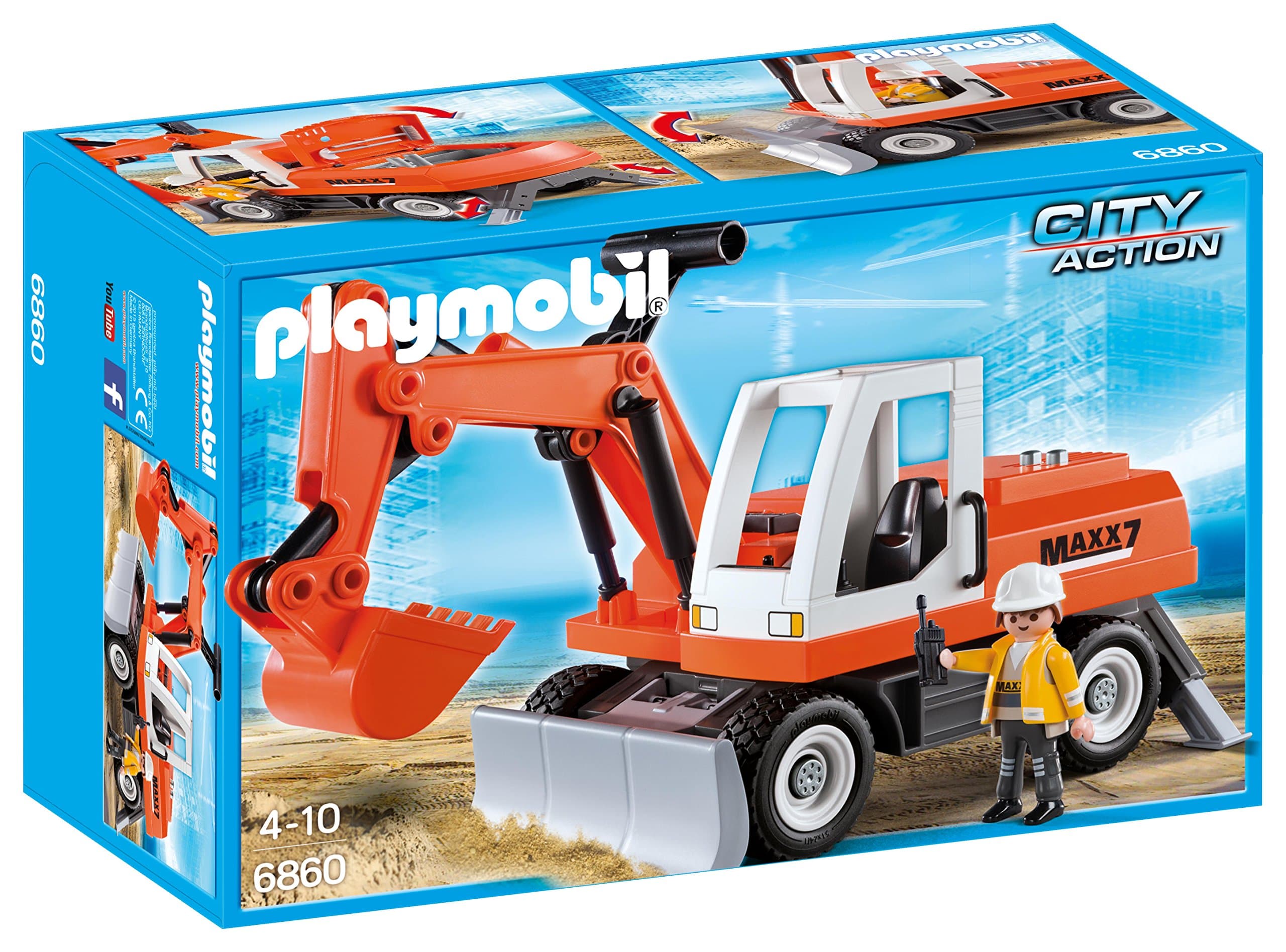 Playmobil 6860 City Action Construction Rubble Excavator with Functional Shovel, Fun Imaginative Role-Play, PlaySets Suitable for Children Ages 4+