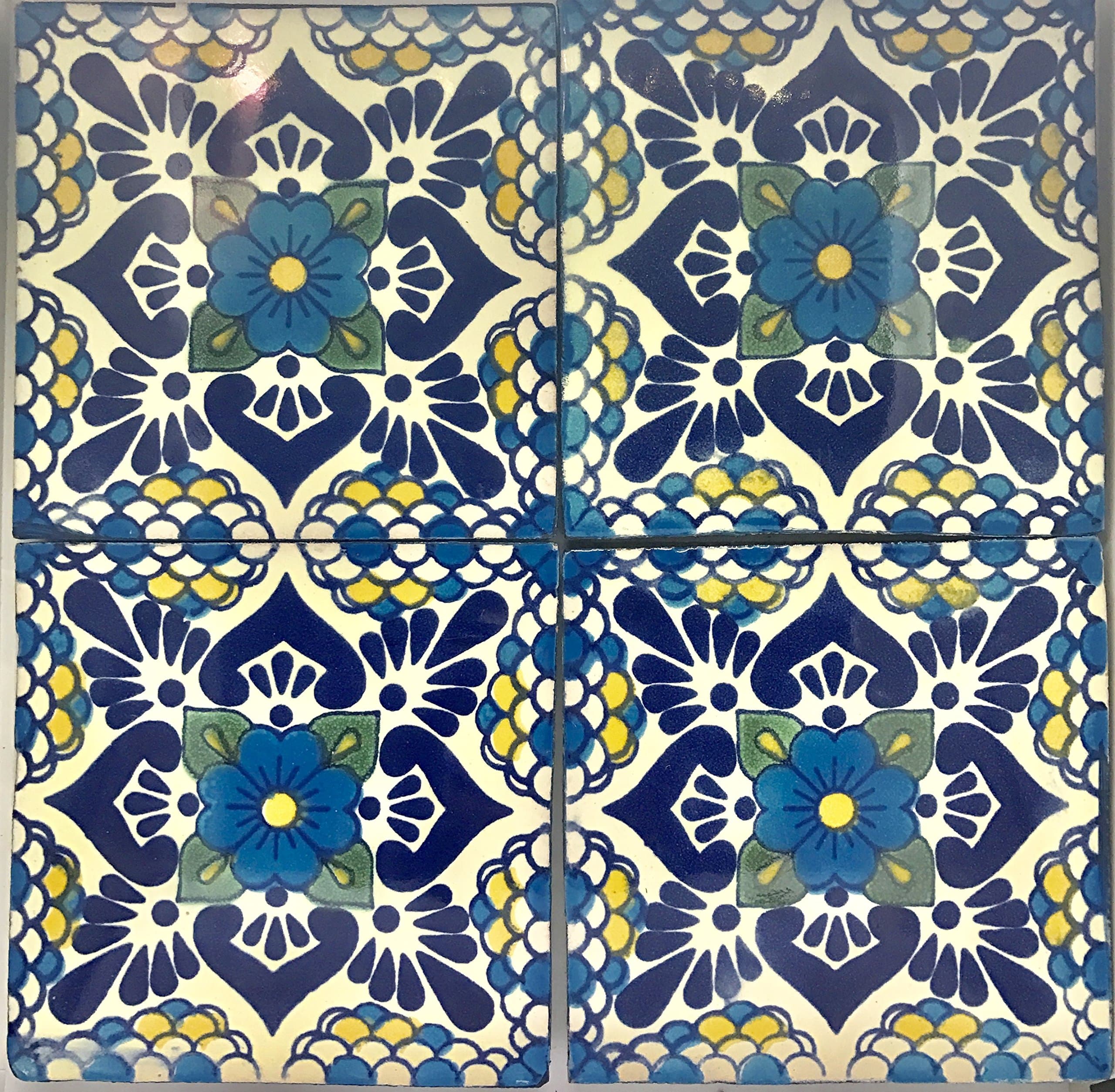 Mexican Talavera Ceramic coaster set (Gift Idea)(Pattern 17)