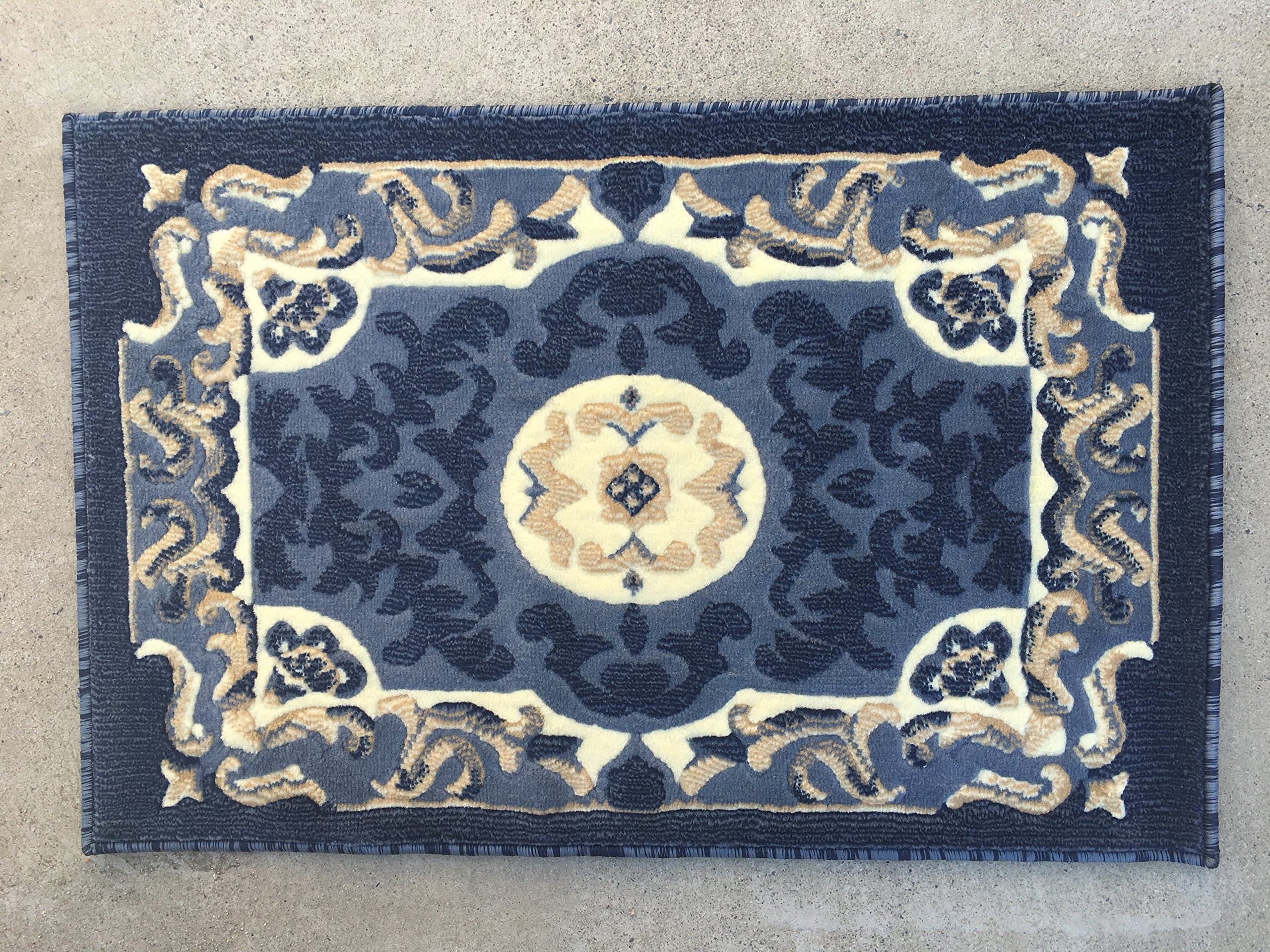 Carpet King Traditional Door Mat Area Rug Blue Design 101 (2ft.x3ft.)