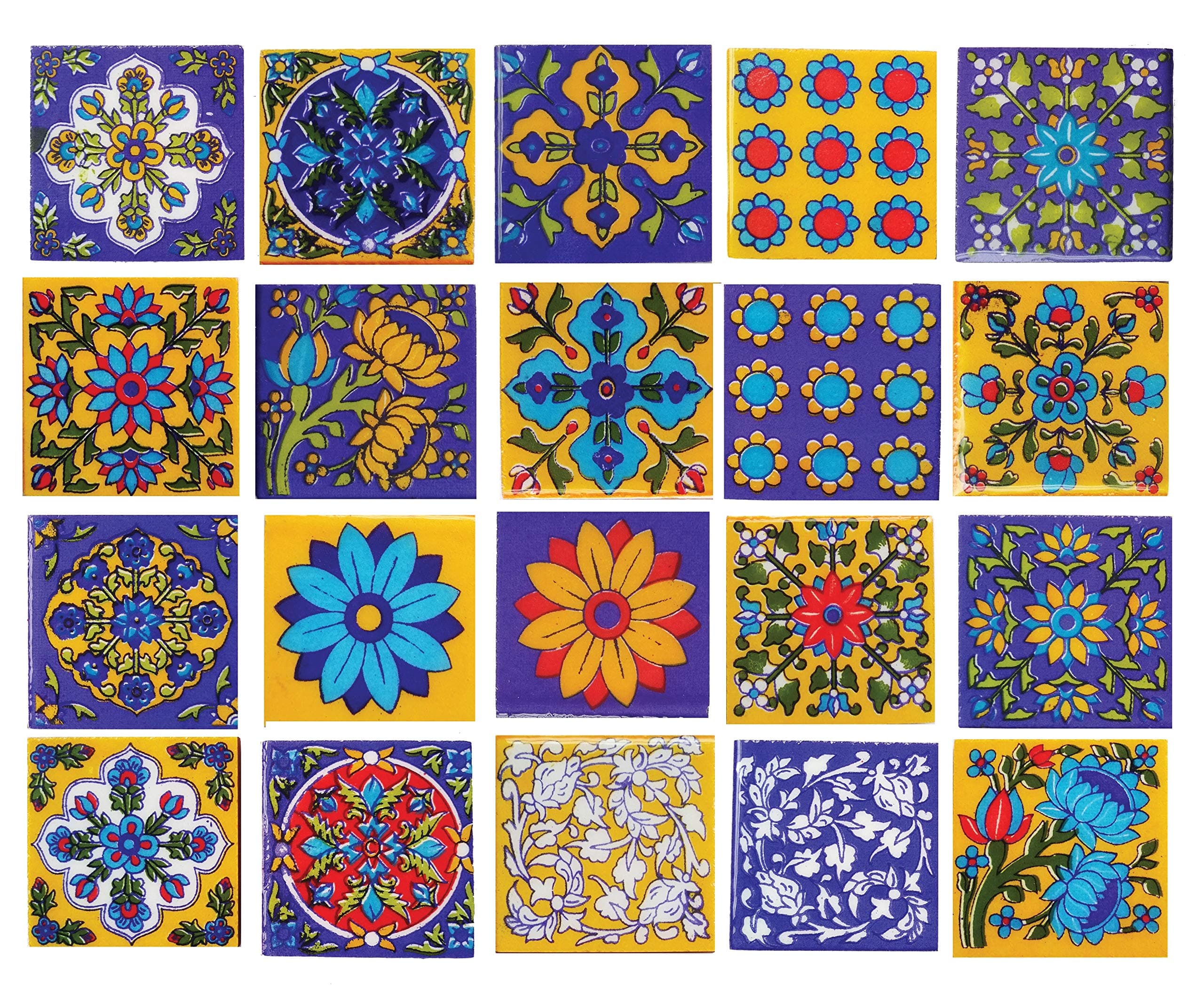 Shiv Kripa Blue Art Pottery Classic Decorative Interior Flooring Wall Ceramic 2 x 2 inch Tiles Pack of 20 Tiles