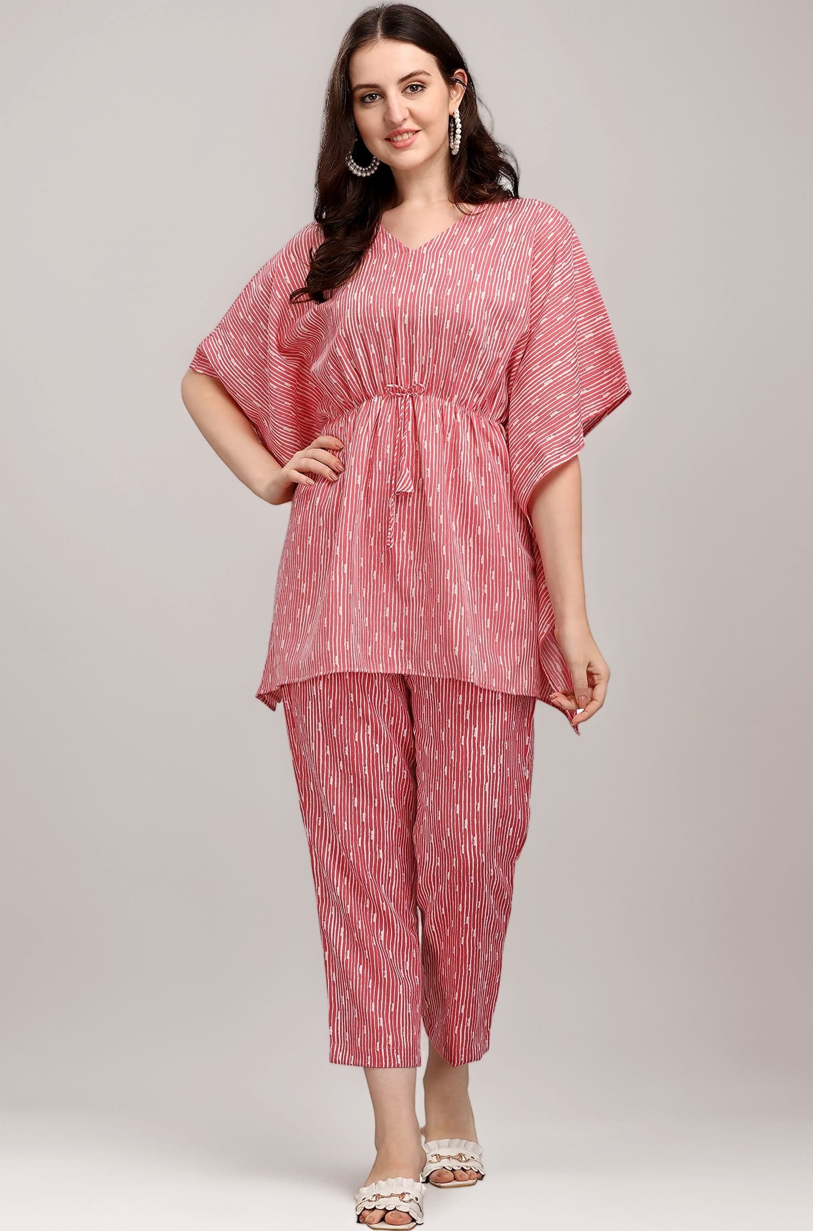 NAINVISH Women's Dark Blue Floral Rayon Blend Co-ord Set | Elegant Mandarin Collar 3/4 Sleeve Two Piece Outfit | Stylish Straight Kurta & Pants for Casual, Office, Lounge & Festive Occasions