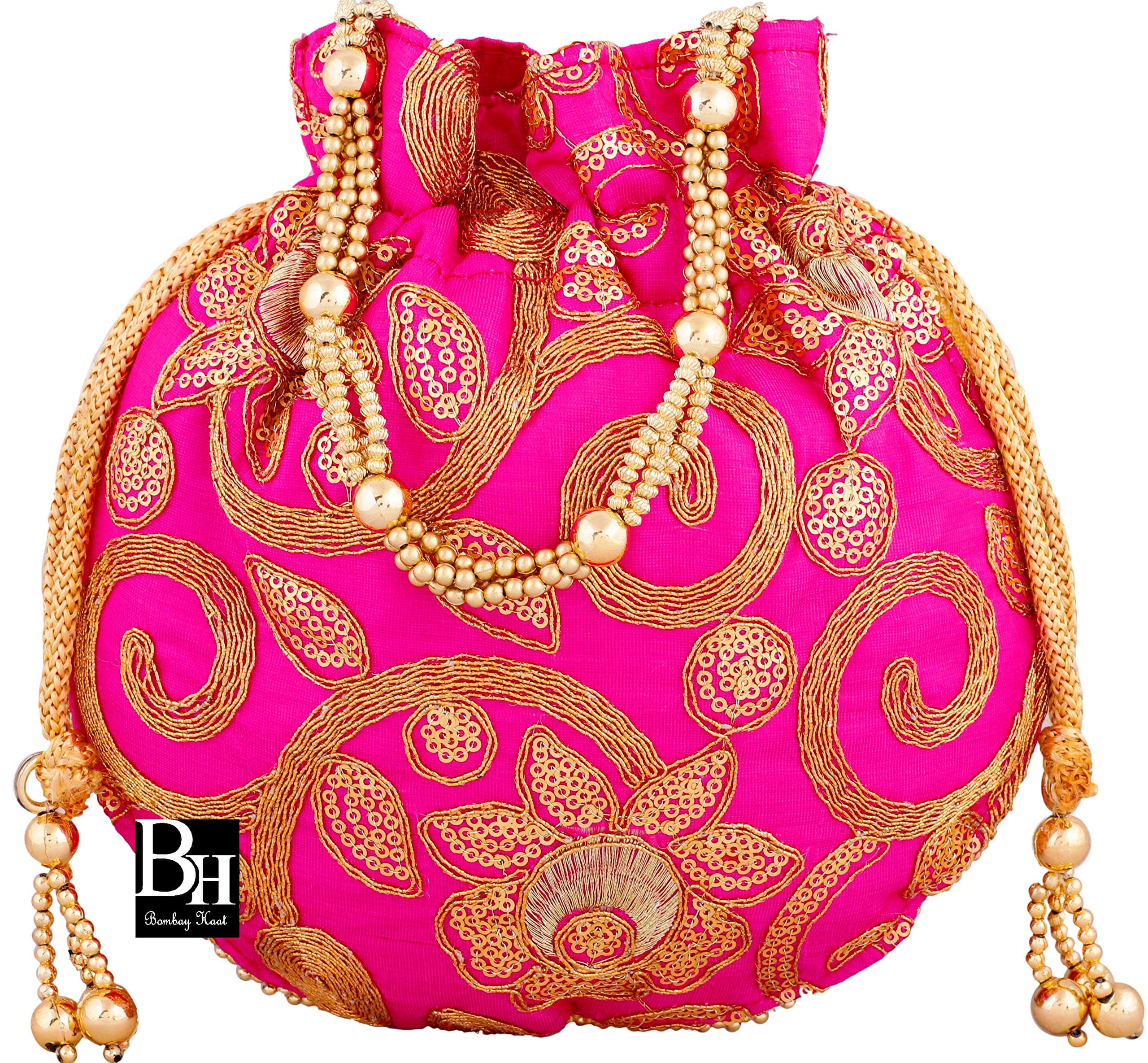 Bombay Haat Women's Ethnic Rajasthani Bridal Potli Bag (Pink)