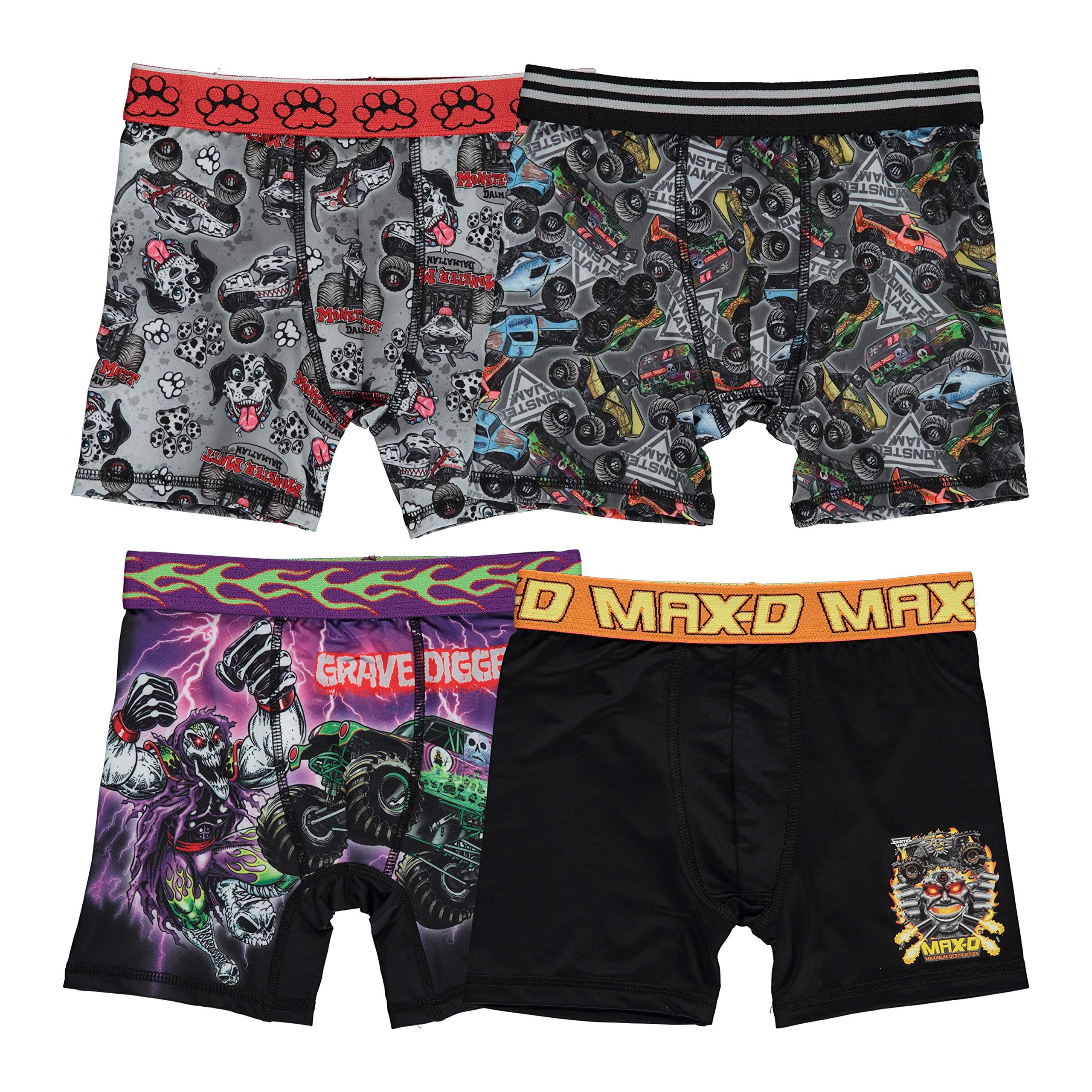 boys Amazon Exclusive 4-pack Athletic Boxer Briefs in Sizes 6, 8, 10 and 12
