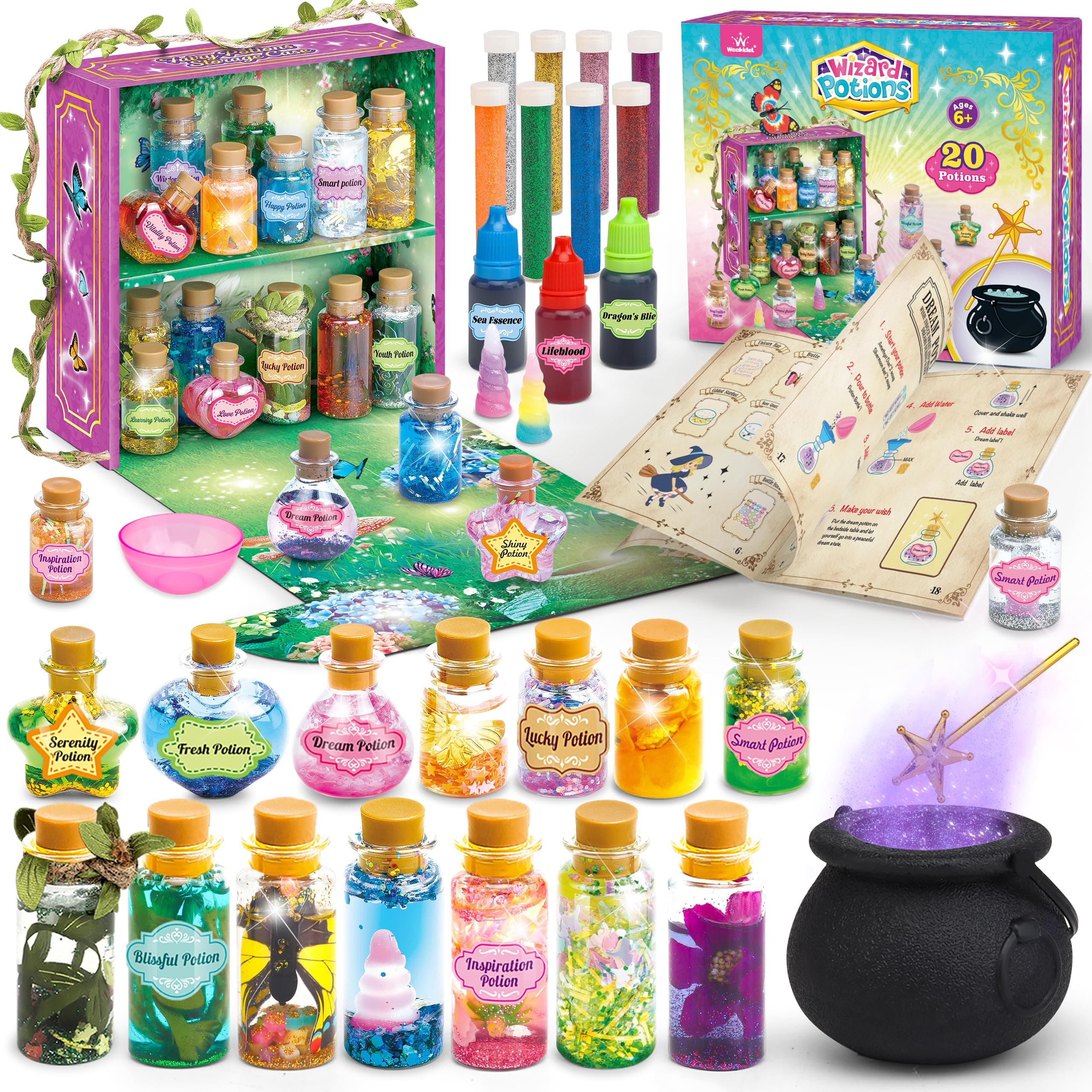 Fairy Magic Craft Kit for Kids with 20PCS Potion Bottles - Fairy Magical Potions Making Craft Kit - Gift for Christmas, Birthday, Creative Art Crafts Kits for Girls Boys 6 7 8 9 10 Year Old