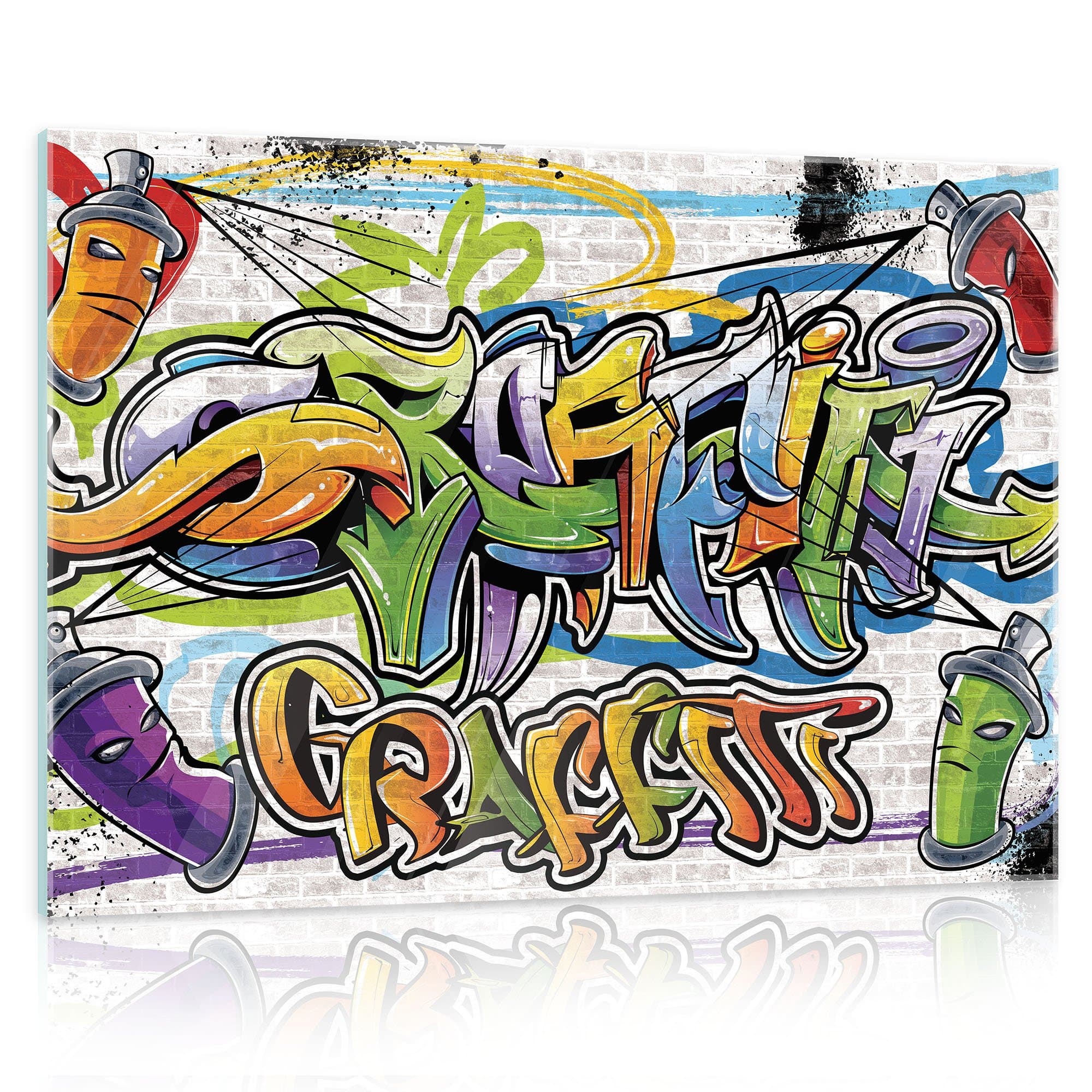 delester gt20201g3 Design Graffiti Colorful Glass Wall Art 40 x 60 x 1.60 cm, Multi-Coloured
