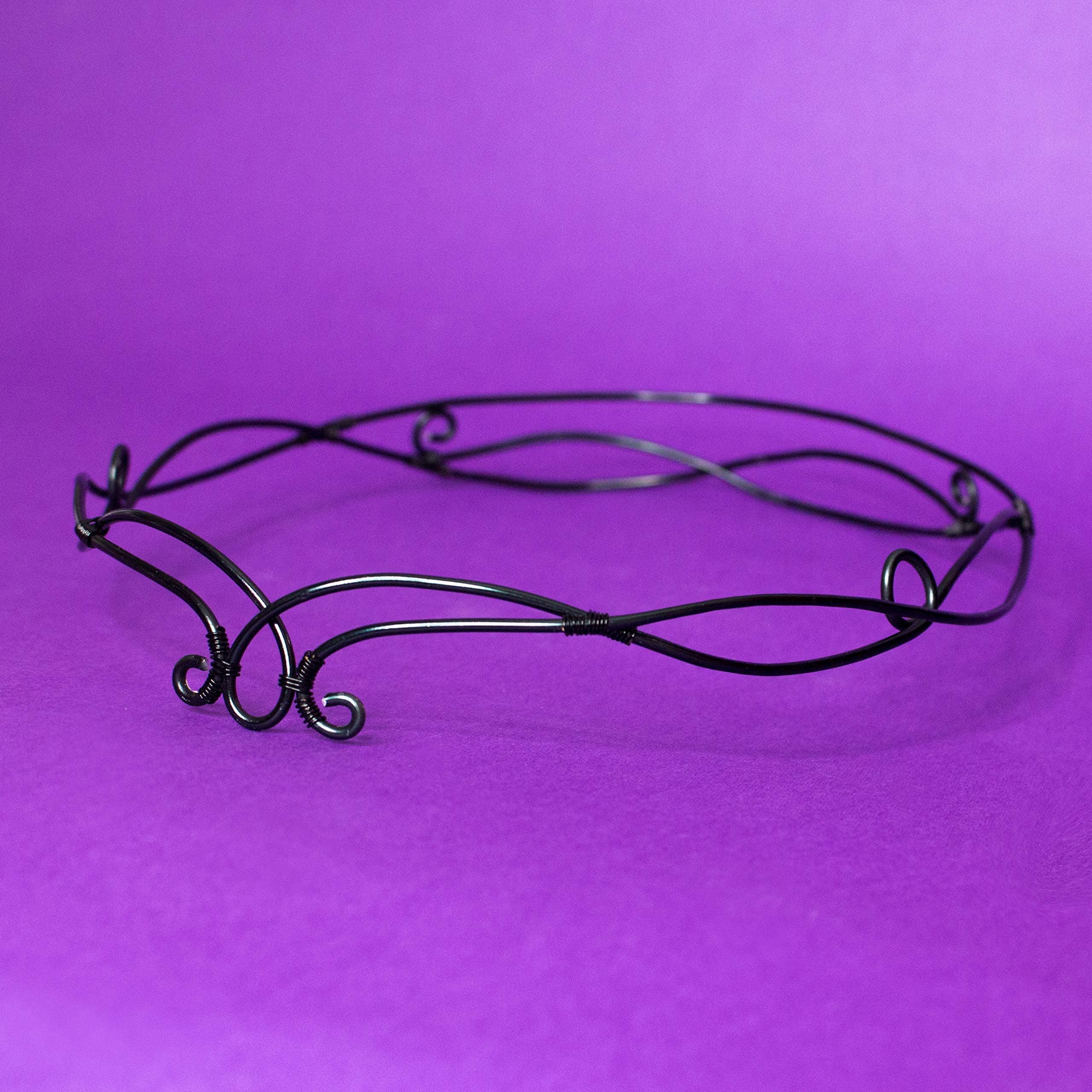 Avada elfic wire tiara, Tiara elven style for weddings, costumes, theme parties, LARP, black color, fantasy goth wedding hair accessories