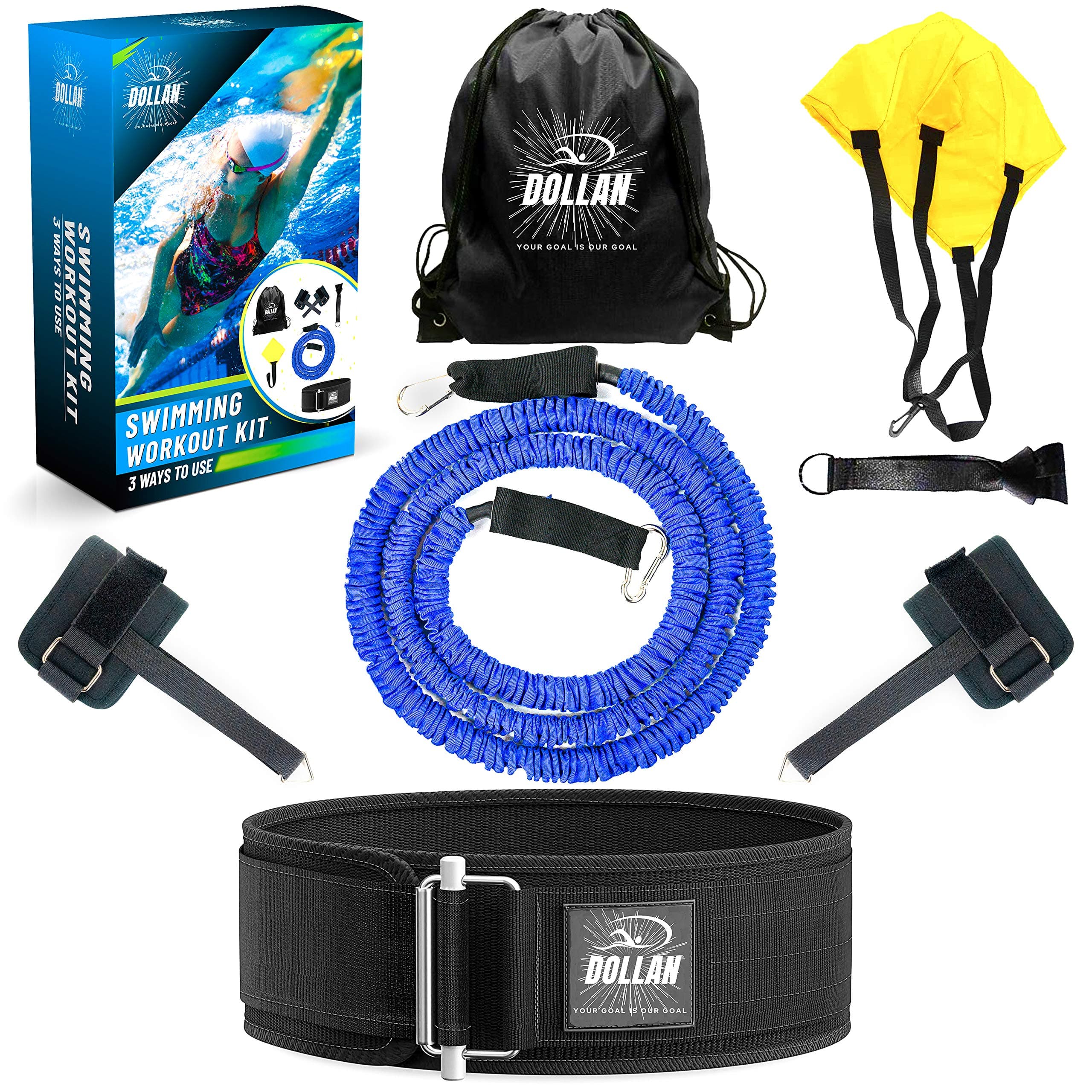 Swim Tether Stationary Swimming System - Resistance Belt & Pool Harness for Training