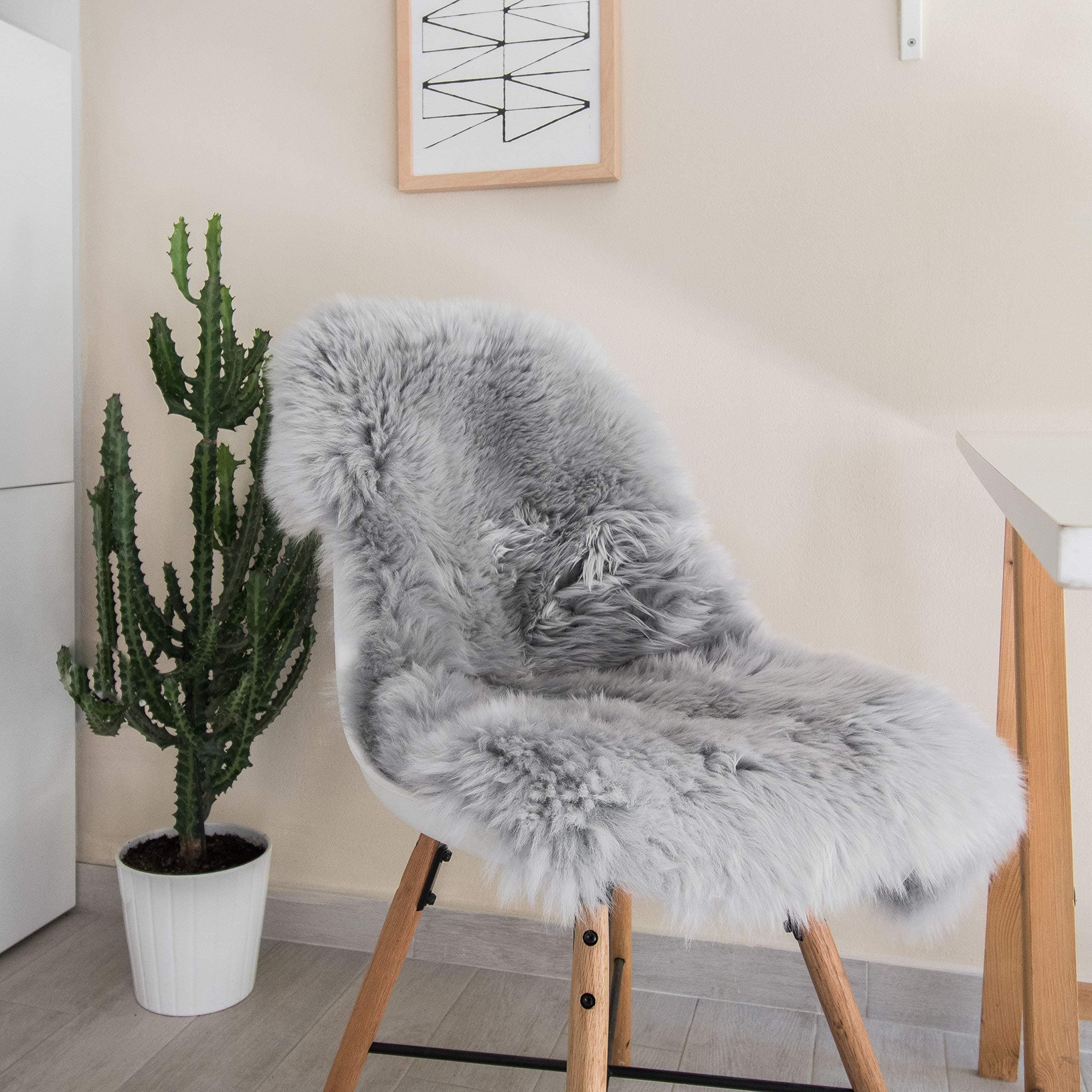 Sheepskin Rug Genuine Real Wool Fur, Luxury New Zealand Pelts, Natural Silky Soft Lamb Skin, Thick & Fluffy, Bedroom & Living Area, Chair Seat Cover Throw, 2x3 ft Volcanic Grey
